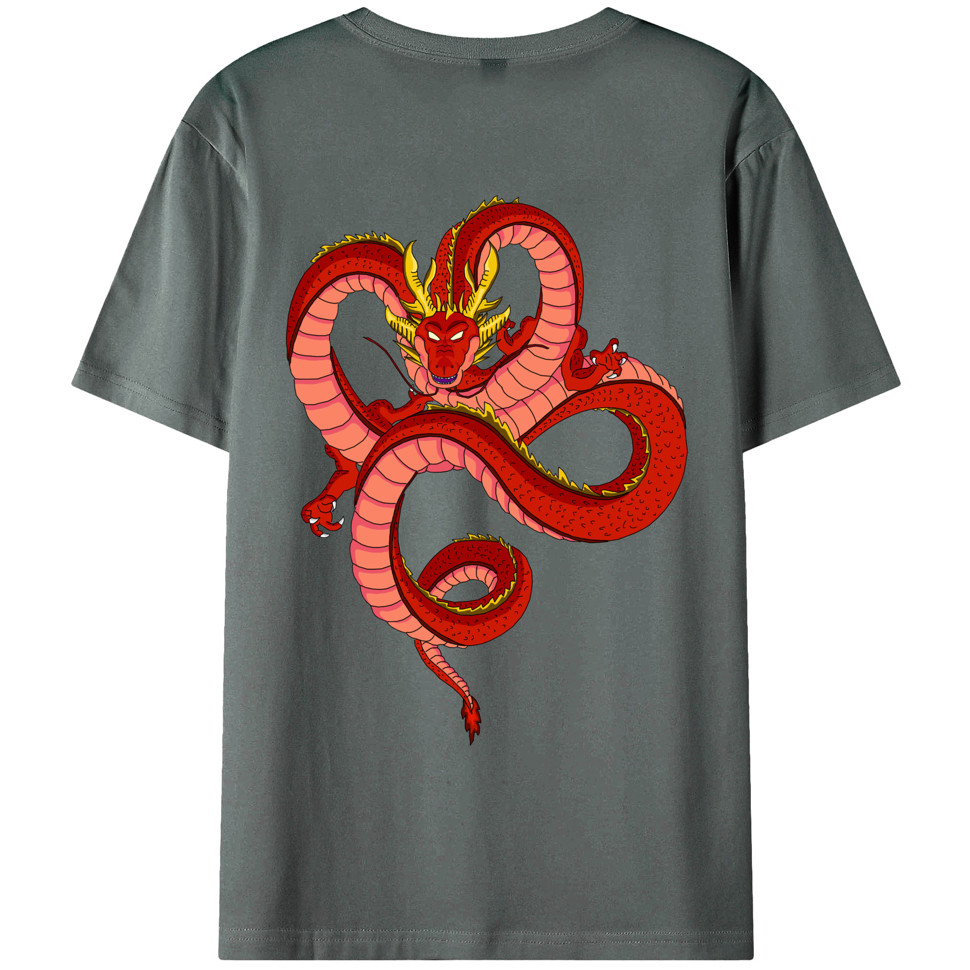 （画像用） ドラゴンボール 神龍 シェンロン DRAGON BALL Shenron 綿100％ メンズ半袖Tシャツ（バックプリント） 通気性